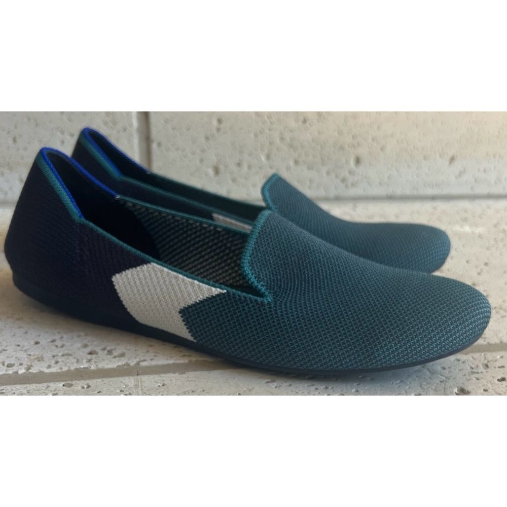 Rothy's Spruce Prep Loafer Women's Size 6.5 
Green, Navy, and White - Picture 12 of 13